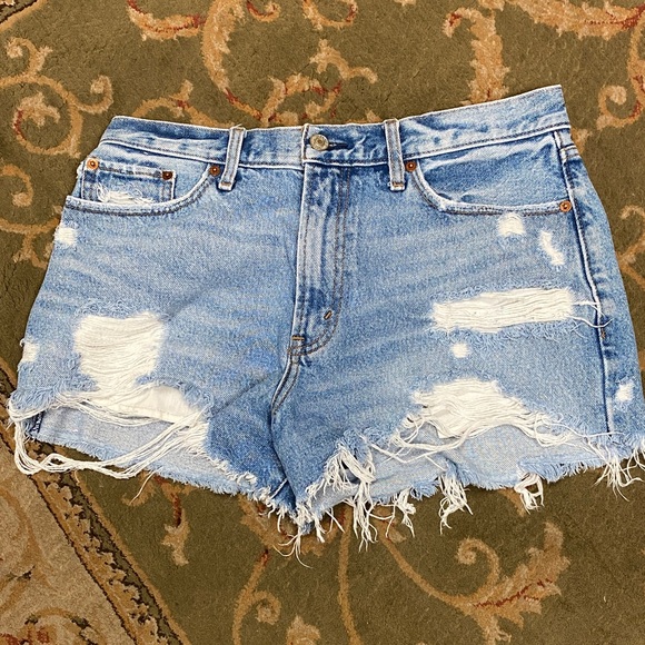Abercrombie & Fitch Pants - Abercrombie & Fitch Light Blue Distressed Denim Cutoff Shorts